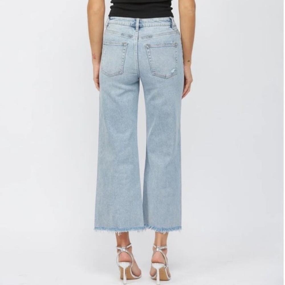 Mica 14W High-Rise Electric Blue Light Wash Denim Ankle Wide-Leg Jean‎ - Picture 2 of 10